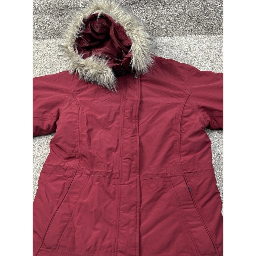 Eddie Bauer Goose Down Heavy Jacket Vintage Fur Hood Coat Red Women's Medium